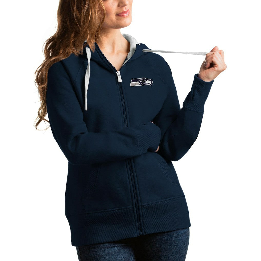 Seattle Seahawks Antigua Women's Victory Full-Zip Hoodie College Navy