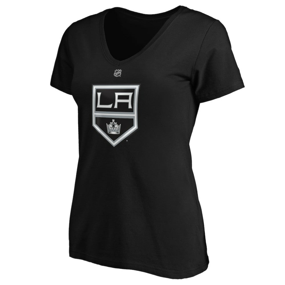 Quinton Byfield Los Angeles Kings Fanatics Women's Authentic Stack Name & Number V-Neck T-Shirt - Black - NHL 4118415