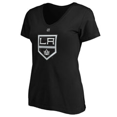 Quinton Byfield Los Angeles Kings Fanatics Women's Authentic Stack Name & Number V-Neck T-Shirt - Black - NHL 4118415