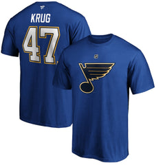 Torey Krug St. Louis Blues Fanatics Authentic Stack Name & Number T-Shirt - Blue - NHL 4119200
