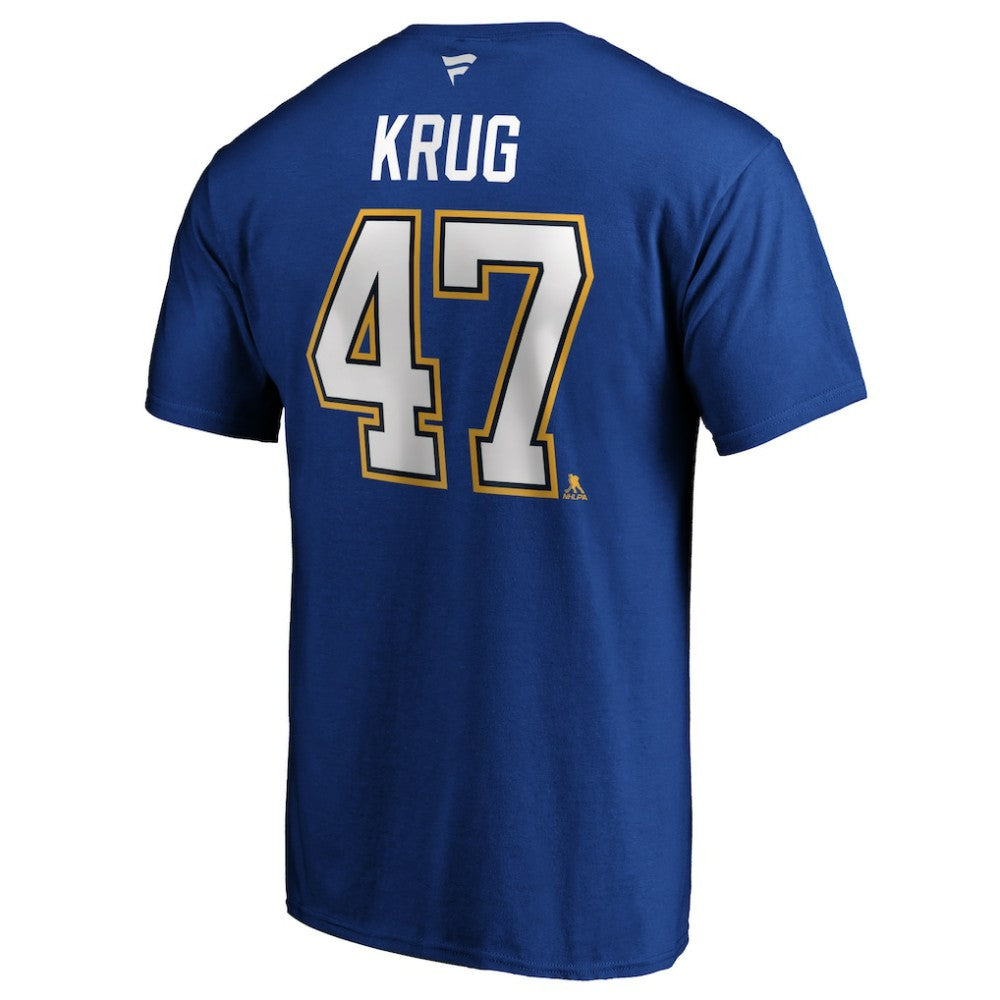 Torey Krug St. Louis Blues Fanatics Authentic Stack Name & Number T-Shirt - Blue - NHL 4119200