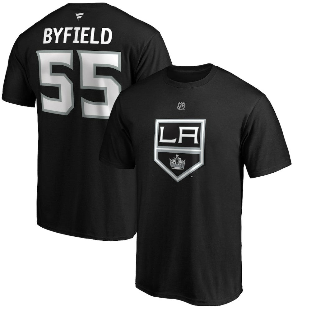 Quinton Byfield Los Angeles Kings Fanatics Authentic Stack Name & Number T-Shirt - Black - NHL 4119285
