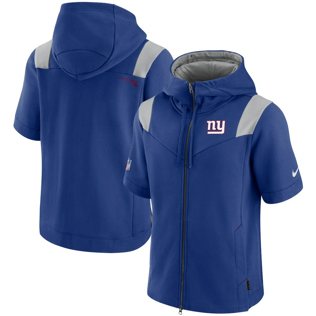 Nike New York Giants Sideline Showout Short Sleeve Full-Zip Hoodie Royal