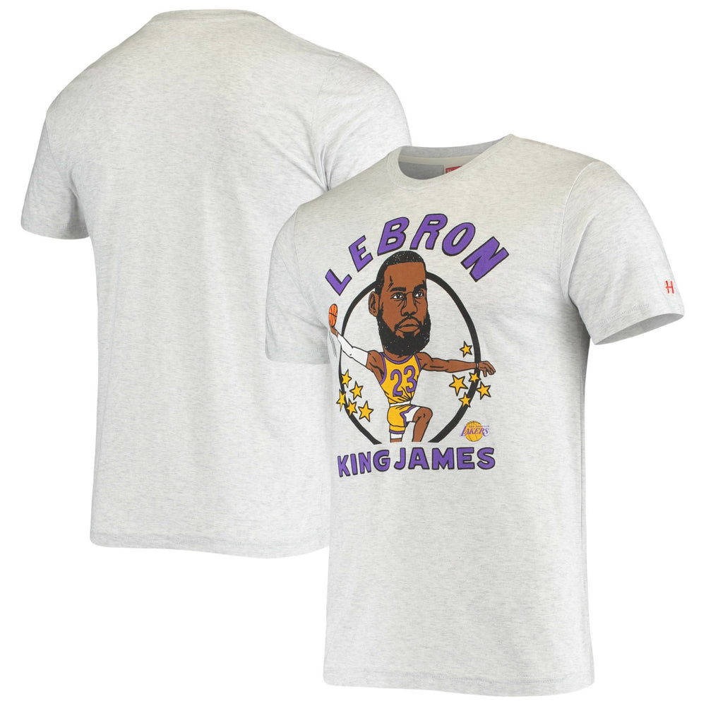 LeBron James Los Angeles Lakers Homage Caricature Tri-Blend T-Shirt Heathered Ash