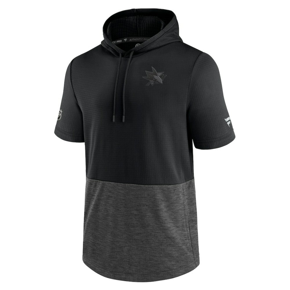 San Jose Sharks Fanatics Authentic Pro Travel and Training Short Sleeve Pullover Hoodie - Black - NHL 4123472