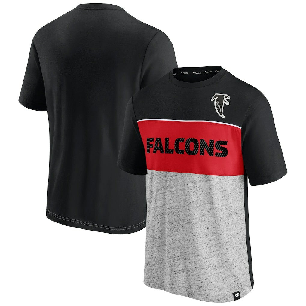 Fanatics Atlanta Falcons Throwback Colorblock T-Shirt Black/Heathered Gray