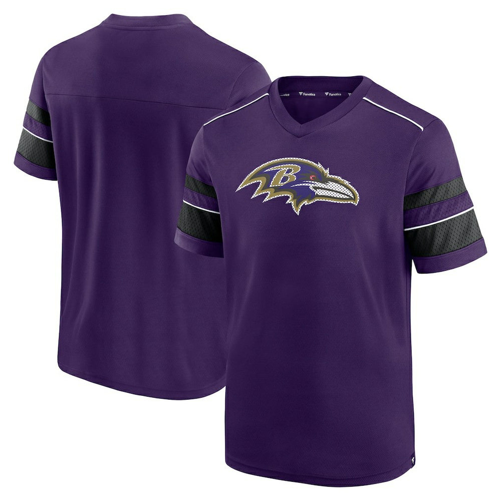 Fanatics Baltimore Ravens Textured Hashmark V-Neck T-Shirt Purple