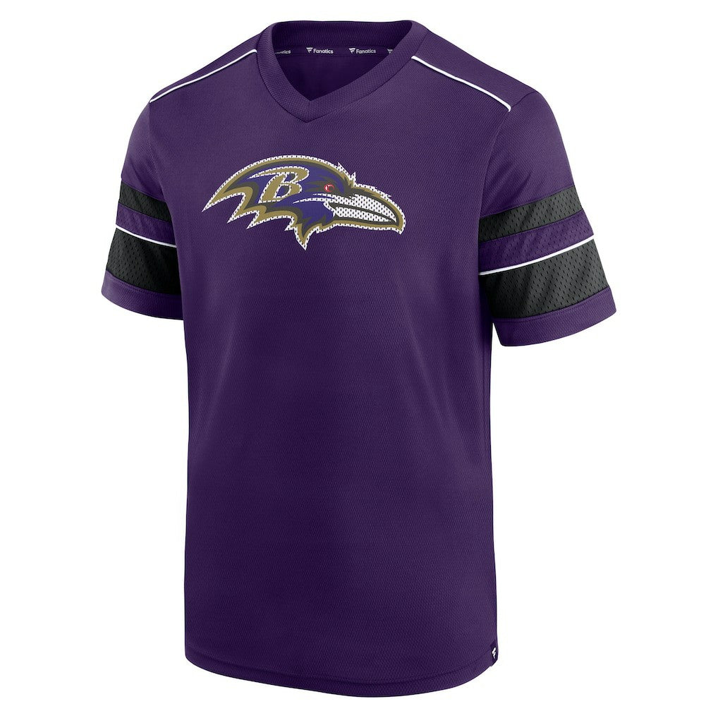 Fanatics Baltimore Ravens Textured Hashmark V-Neck T-Shirt Purple
