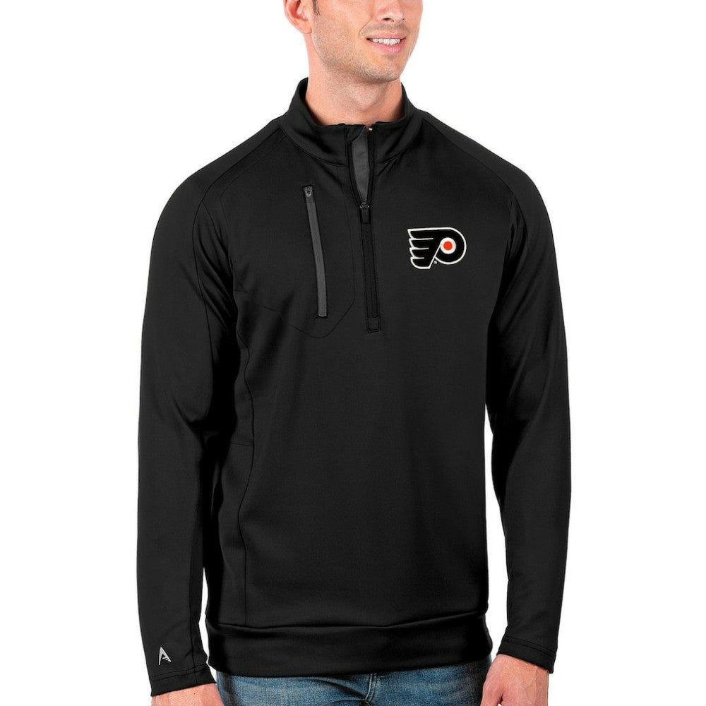 Philadelphia Flyers Antigua Generation Quarter-Zip Pullover Jacket - Black/Charcoal - NHL 4126585