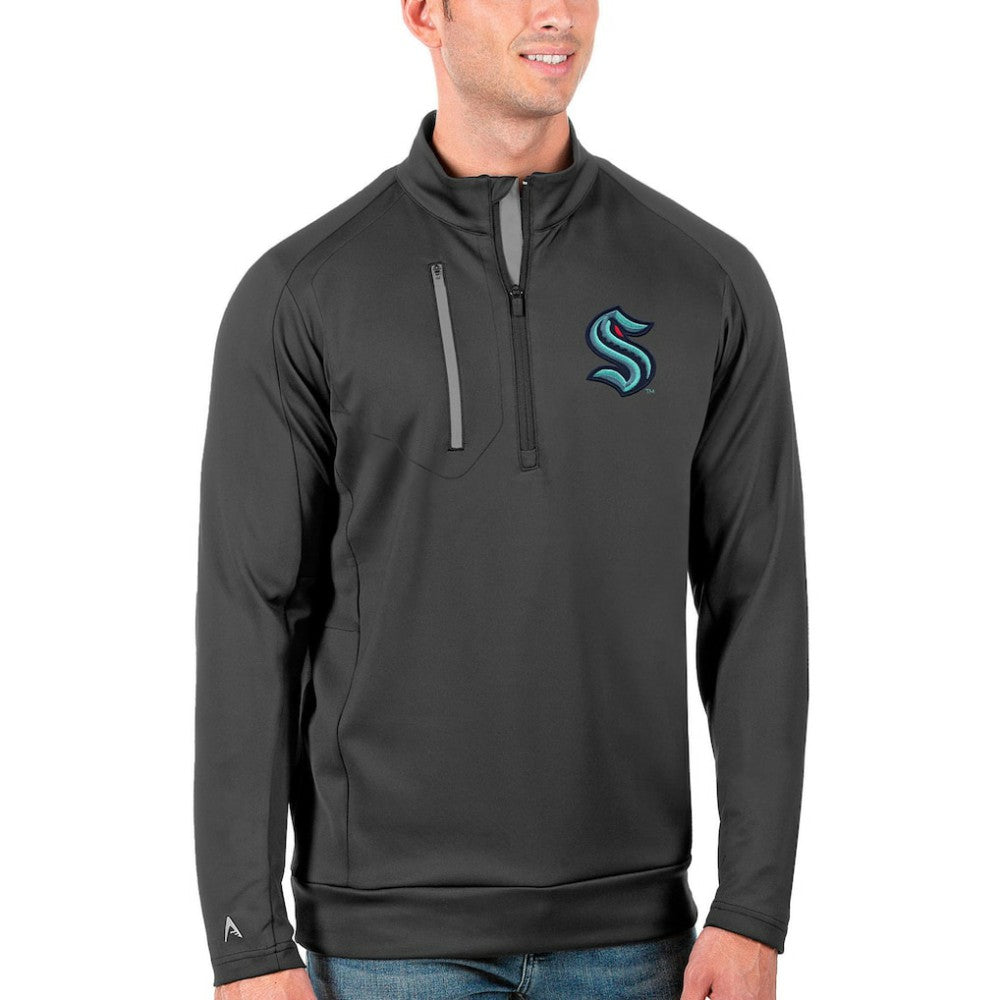 Seattle Kraken Antigua Big & Tall Generation Quarter-Zip Pullover Jacket - Charcoal/Silver - NHL 4127108