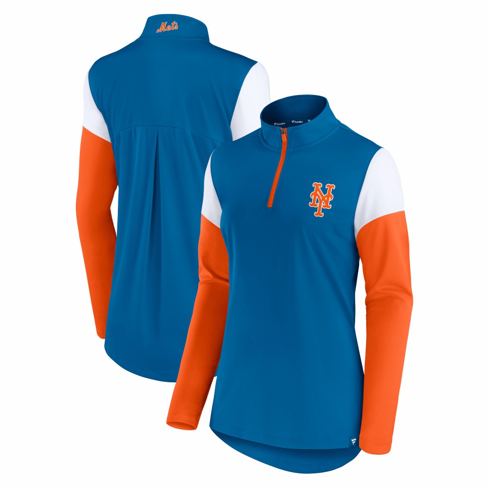 New York Mets Fanatics Women's Authentic Fleece Quarter-Zip Jacket - Royal/Orange - Fanatics Online