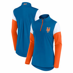 New York Mets Fanatics Women's Authentic Fleece Quarter-Zip Jacket - Royal/Orange - Fanatics Online