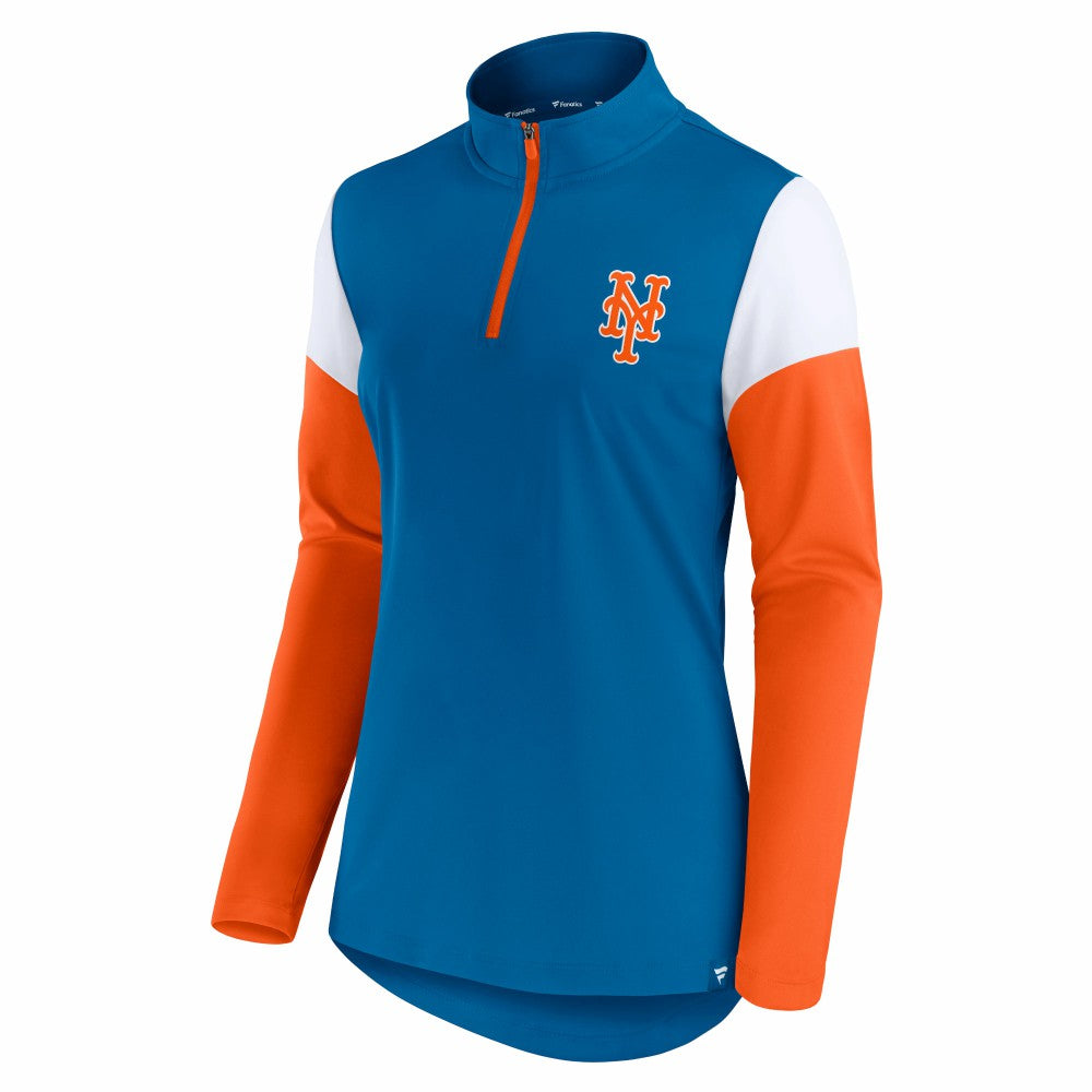New York Mets Fanatics Women's Authentic Fleece Quarter-Zip Jacket - Royal/Orange - Fanatics Online