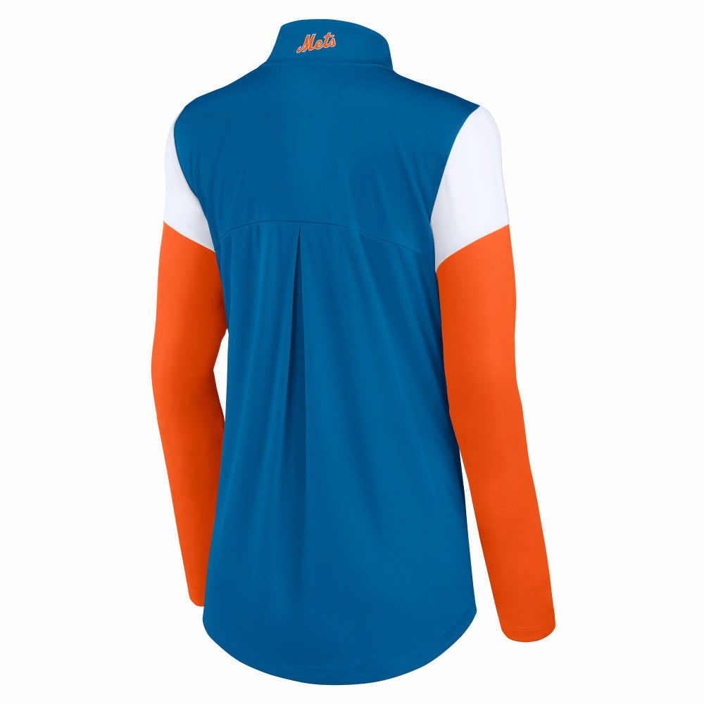 New York Mets Fanatics Women's Authentic Fleece Quarter-Zip Jacket - Royal/Orange - Fanatics Online