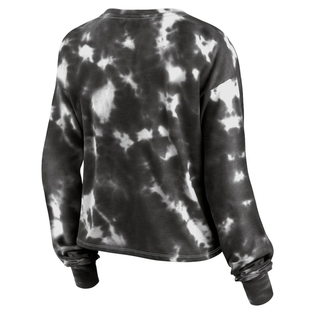 Chicago White Sox Fanatics Women's Tie-Dye V-Neck Pullover Cropped Tee - White/Black - Fanatics on Sale