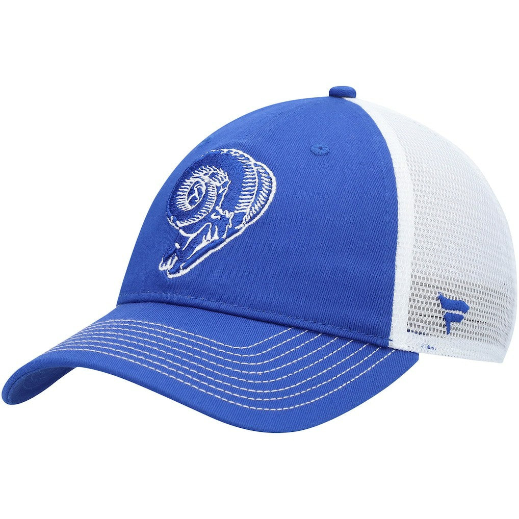 Fanatics Los Angeles Rams Fundamental Vintage Trucker Unstructured Adjustable Hat Royal/White