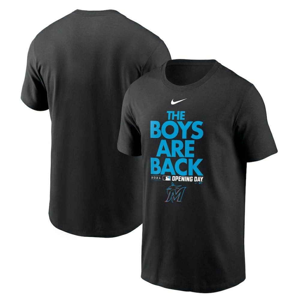 Miami Marlins Nike 2021 Opening Day Phrase T-Shirt - Black - Nike Discount