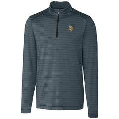 Minnesota Vikings Cutter & Buck Holman Stripe Quarter-Zip Pullover Jacket Heather Black