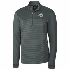 Miami Dolphins Cutter & Buck Traverse Stripe Quarter-Zip Pullover Jacket Gray