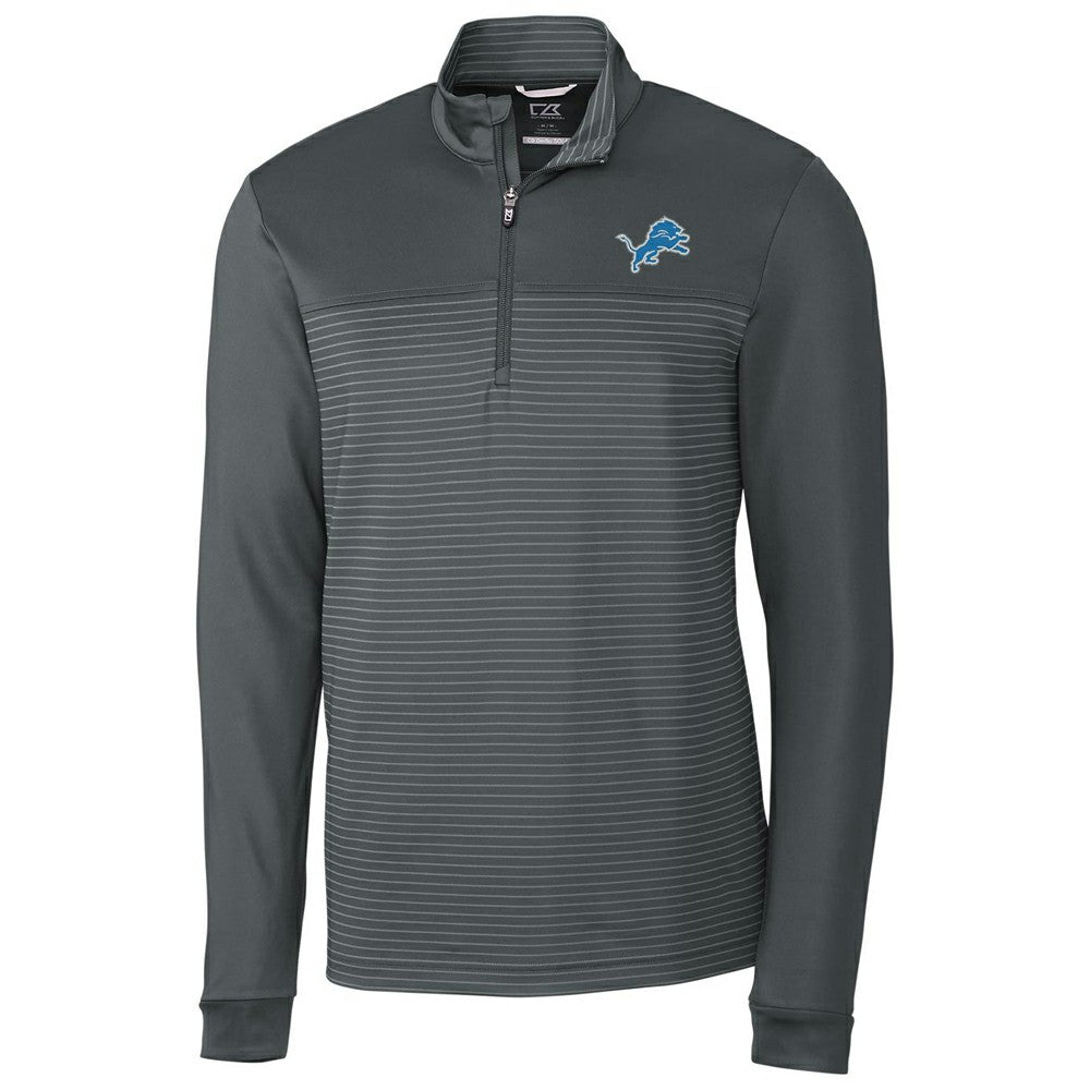 Detroit Lions Cutter & Buck Traverse Stripe Quarter-Zip Pullover Jacket Gray