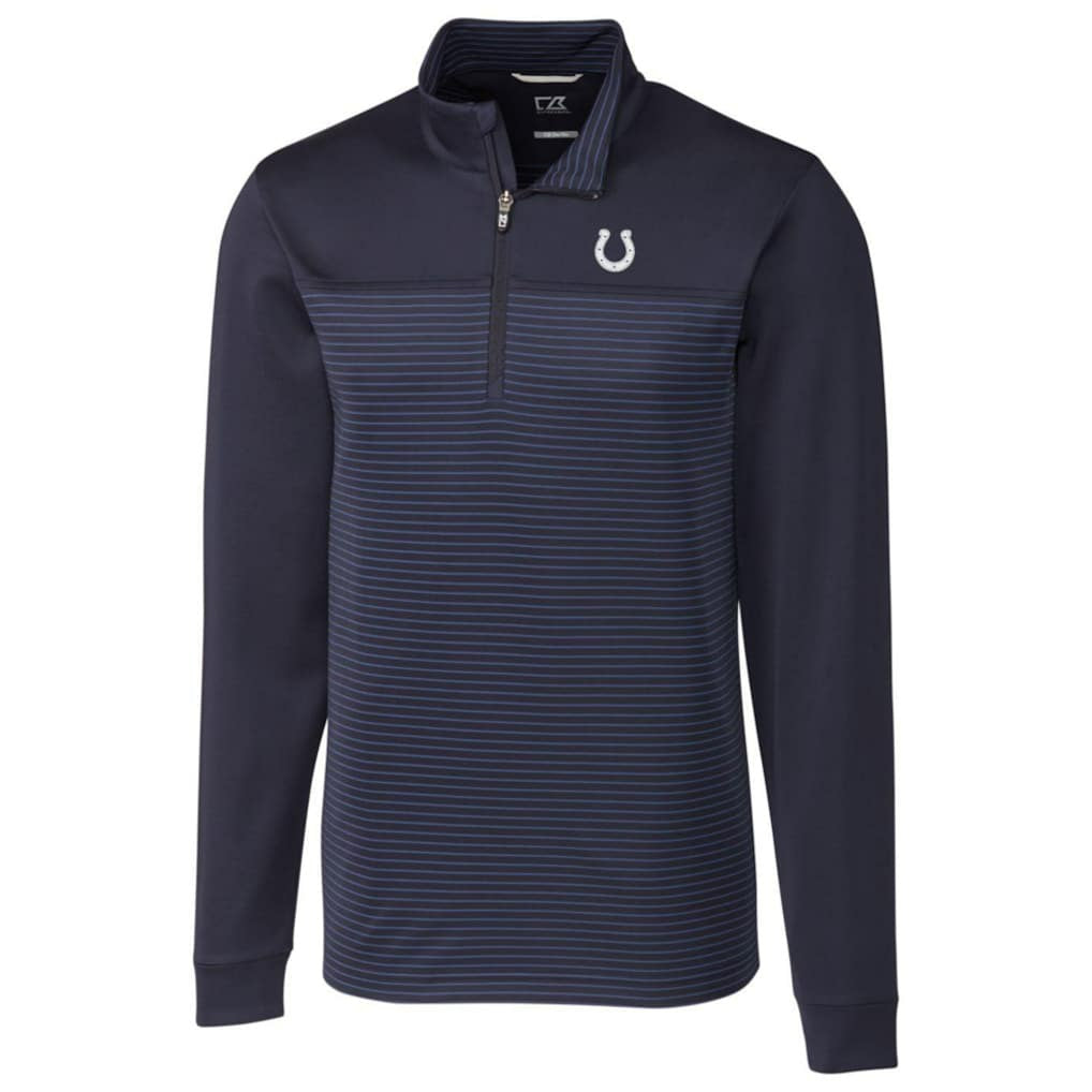 Indianapolis Colts Cutter & Buck Traverse Stripe Quarter-Zip Pullover Jacket Navy
