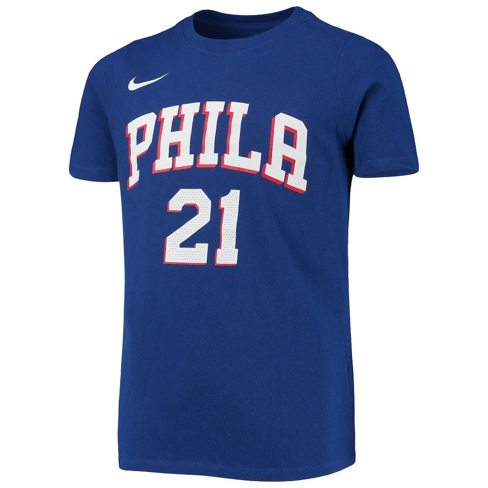 Joel Embiid Philadelphia 76ers Youth Logo Name & Number Performance T-Shirt Royal | Nike