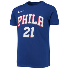 Joel Embiid Philadelphia 76ers Youth Logo Name & Number Performance T-Shirt Royal | Nike