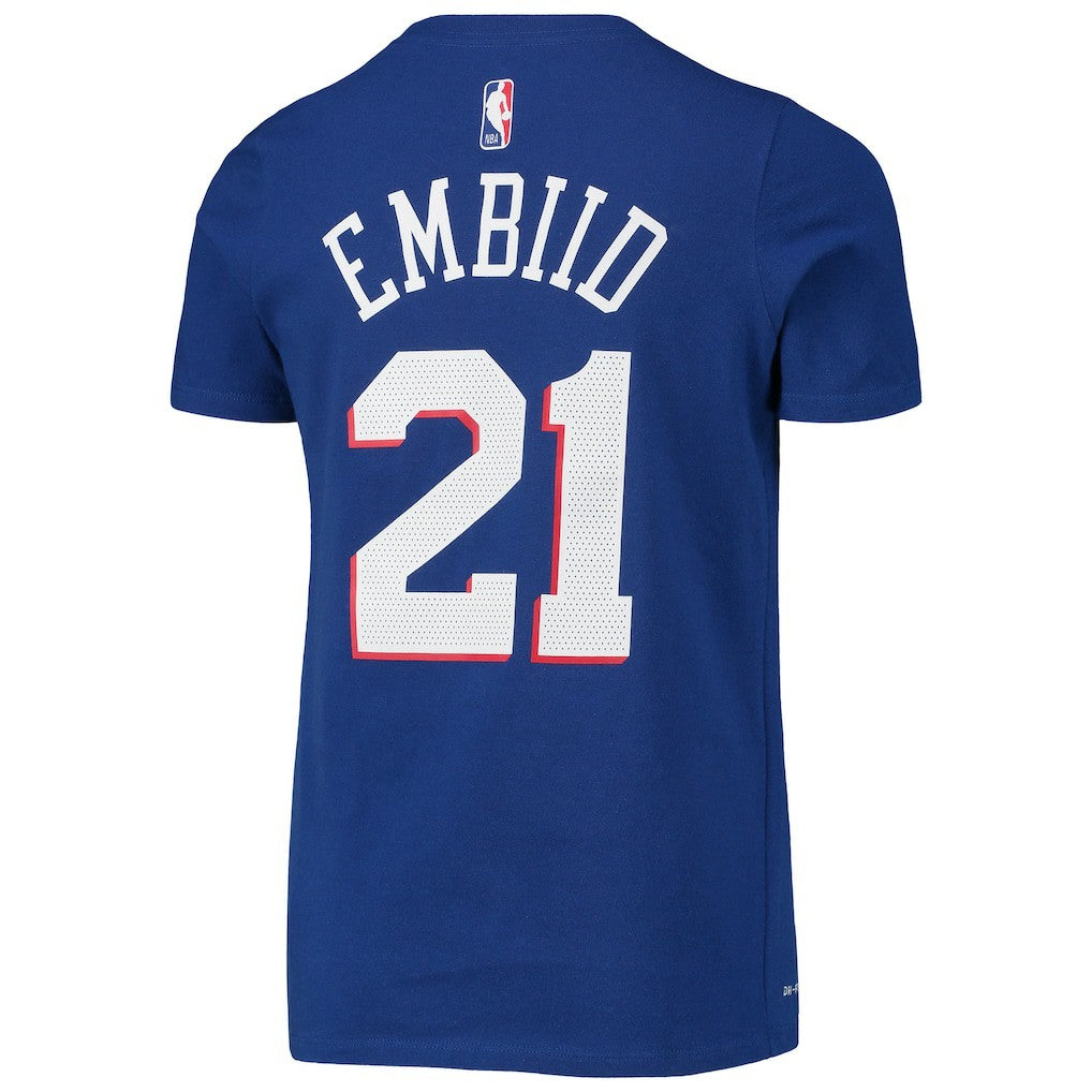 Joel Embiid Philadelphia 76ers Youth Logo Name & Number Performance T-Shirt Royal | Nike