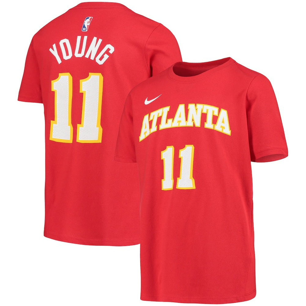 Trae Young Atlanta Hawks Youth Logo Name & Number Performance T-Shirt Red | Nike discount