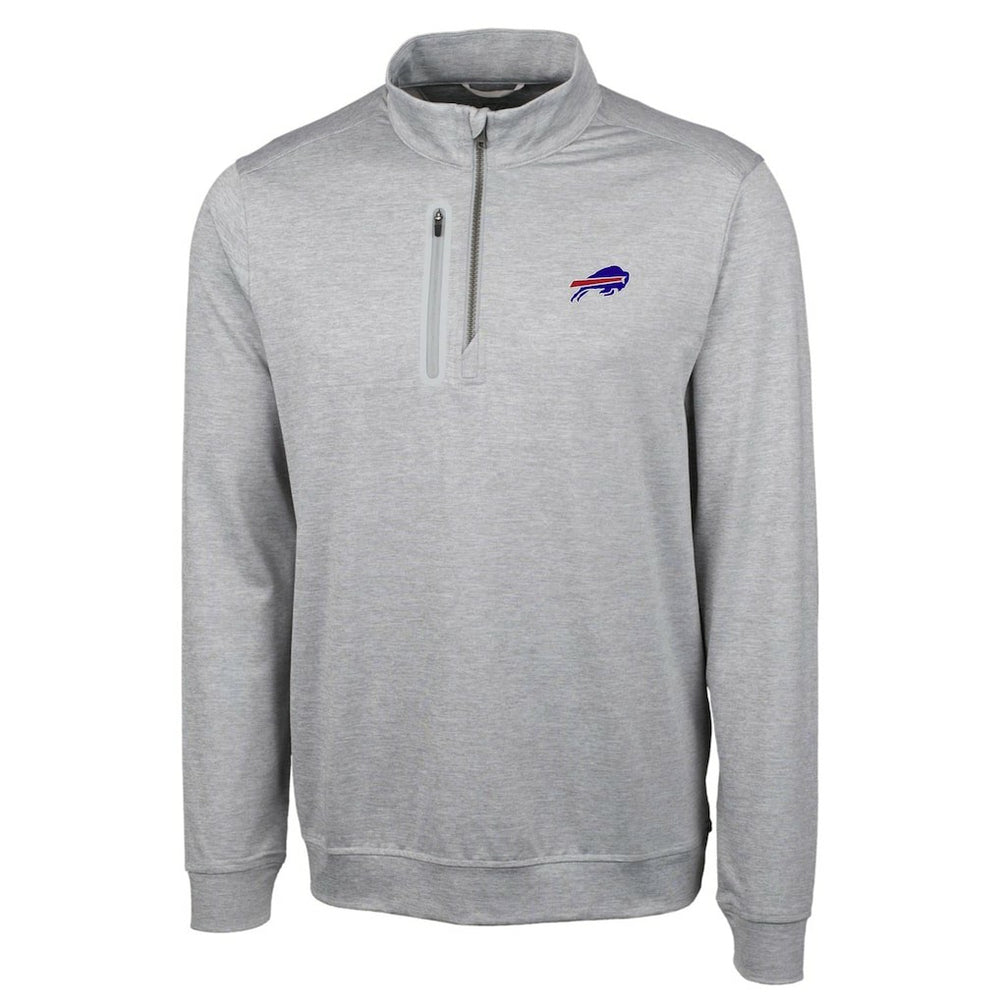 Buffalo Bills Cutter & Buck Big & Tall Stealth DryTec Quarter-Zip Pullover Jacket Heathered Gray