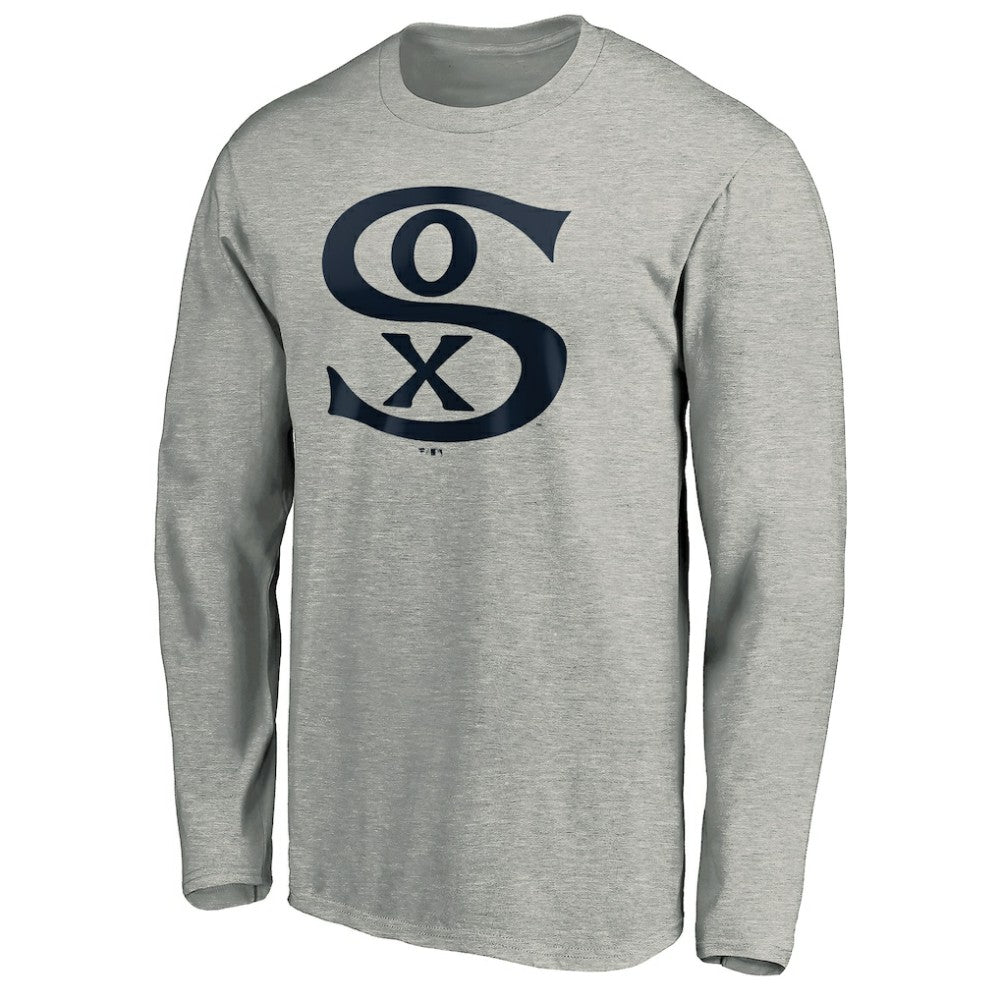 Chicago White Sox Cooperstown Collection Huntington Logo Long Sleeve T-Shirt - Heathered Gray - MLB Discount