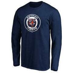 Detroit Tigers Cooperstown Collection Huntington Logo Long Sleeve T-Shirt - Navy - MLB Discount