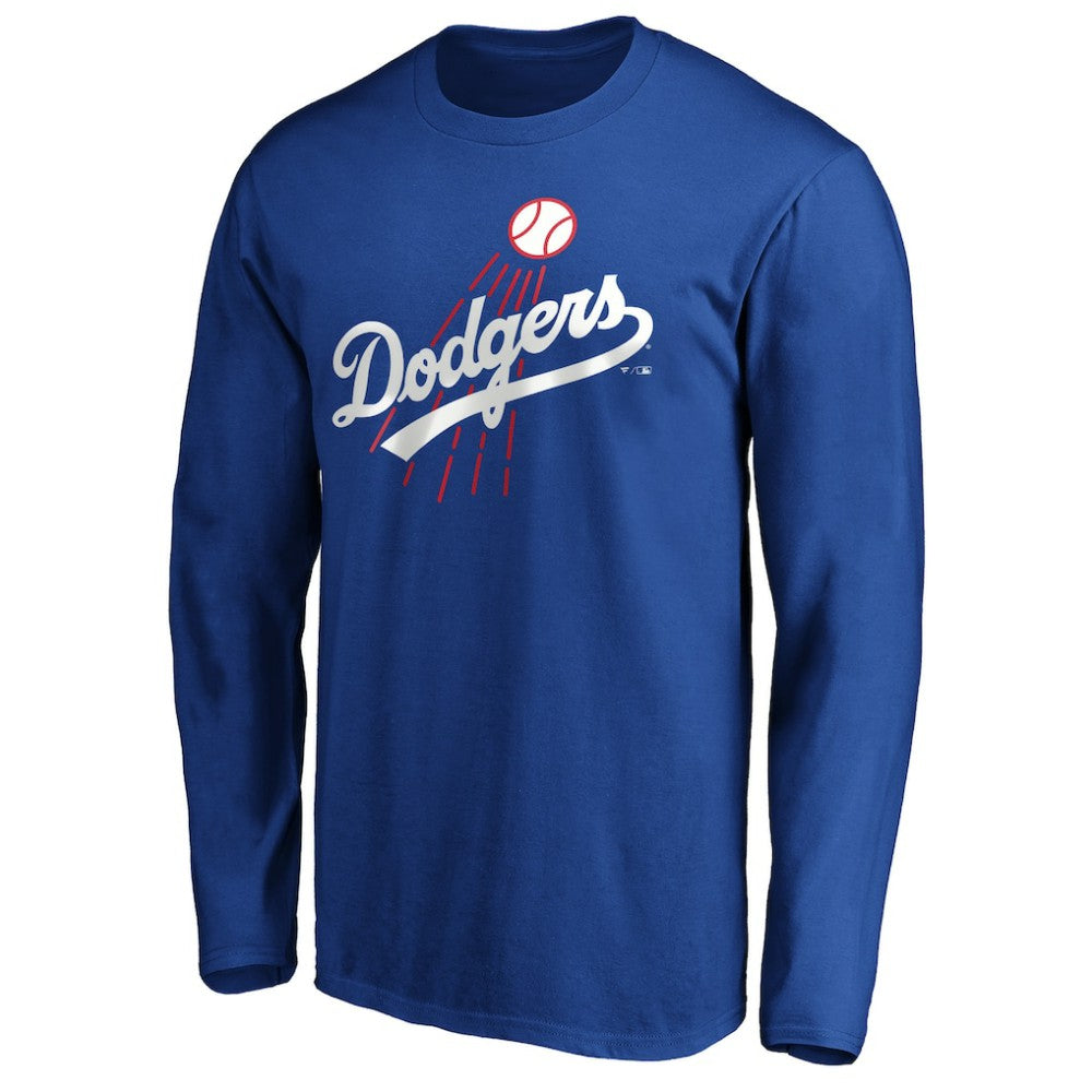 Los Angeles Dodgers Cooperstown Collection Huntington Logo Long Sleeve T-Shirt - Royal - MLB Discount