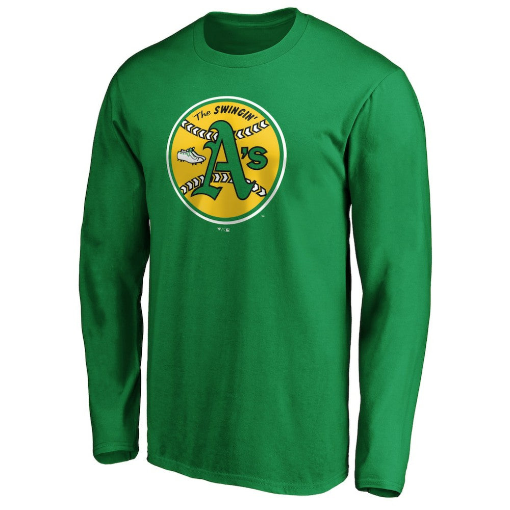 Athletics Cooperstown Collection Huntington Logo Long Sleeve T-Shirt - Kelly Green - MLB Sale