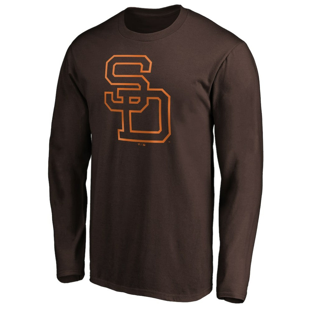 San Diego Padres Cooperstown Collection Huntington Logo Long Sleeve T-Shirt - Brown - MLB Lifestyle