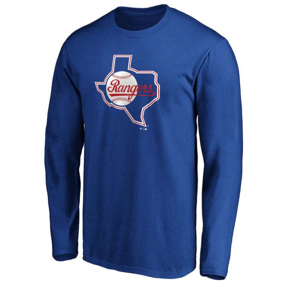 Texas Rangers Cooperstown Collection Huntington Logo Long Sleeve T-Shirt - Royal - MLB on Sale