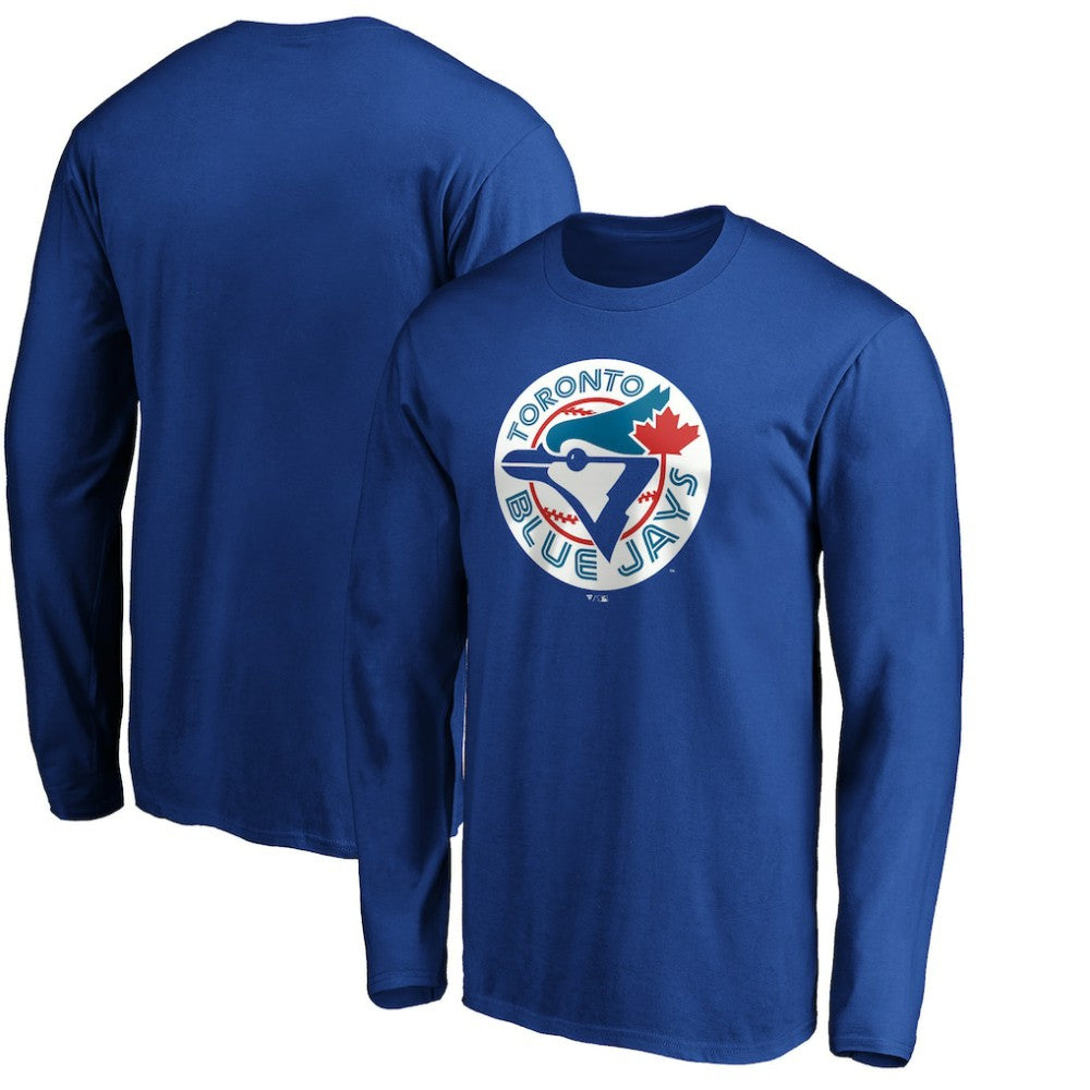 Toronto Blue Jays Cooperstown Collection Huntington Logo Long Sleeve T-Shirt - Royal - MLB Sale