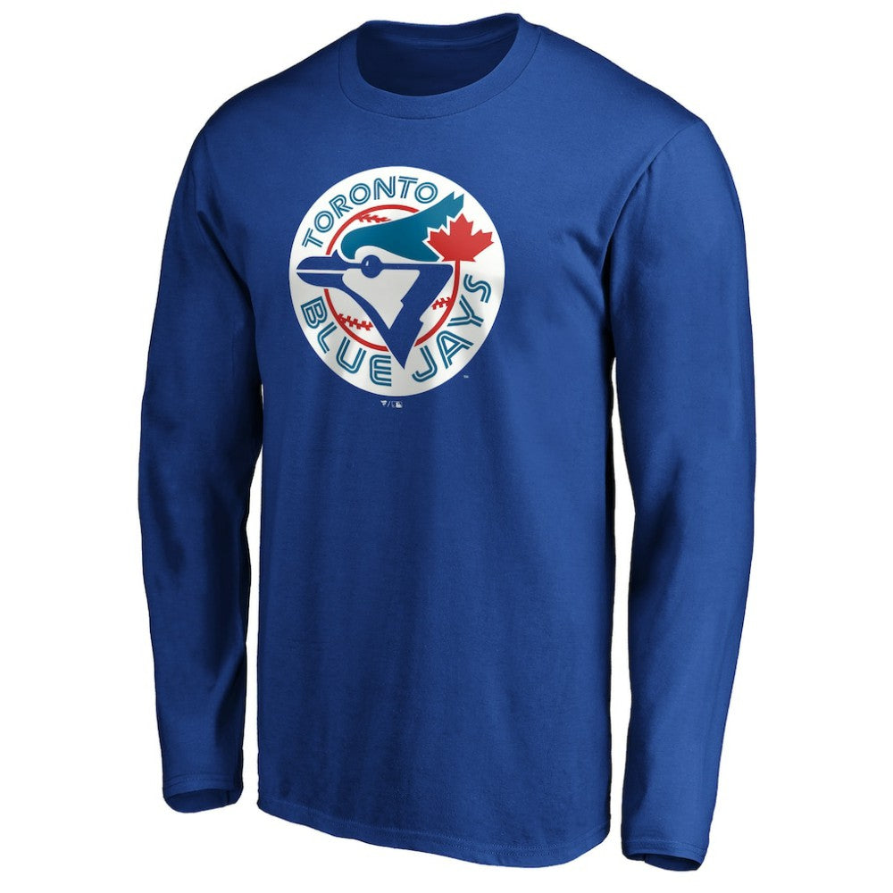Toronto Blue Jays Cooperstown Collection Huntington Logo Long Sleeve T-Shirt - Royal - MLB Sale