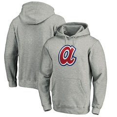 Atlanta Braves Cooperstown Collection Huntington Logo Fitted Pullover Hoodie - Heather Gray - MLB on Sale