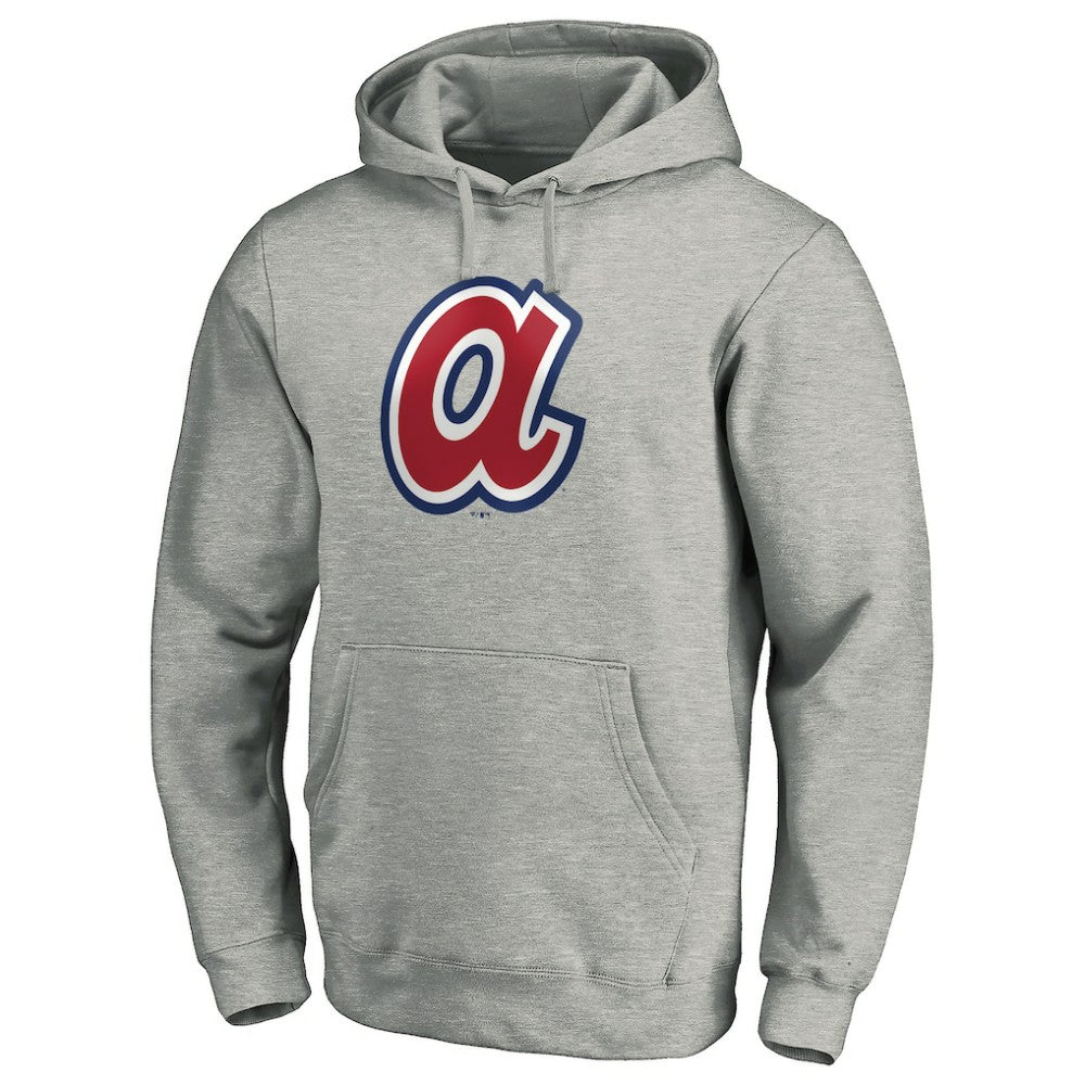 Atlanta Braves Cooperstown Collection Huntington Logo Fitted Pullover Hoodie - Heather Gray - MLB on Sale