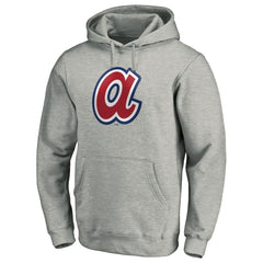 Atlanta Braves Cooperstown Collection Huntington Logo Fitted Pullover Hoodie - Heather Gray - MLB on Sale