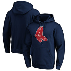Boston Red Sox Cooperstown Collection Huntington Logo Fitted Pullover Hoodie - Navy - MLB Discount
