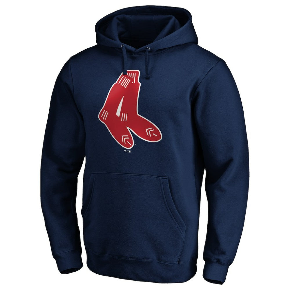 Boston Red Sox Cooperstown Collection Huntington Logo Fitted Pullover Hoodie - Navy - MLB Discount