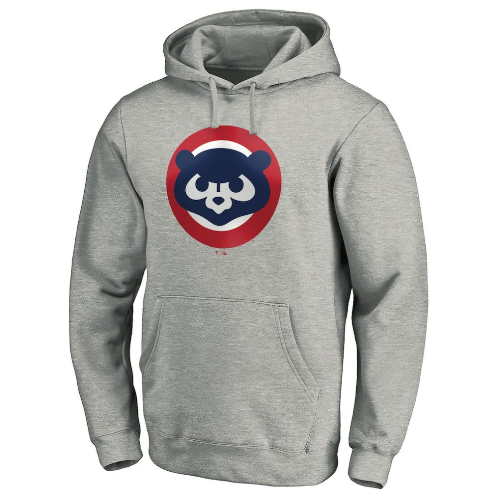 Chicago Cubs Cooperstown Collection Huntington Logo Fitted Pullover Hoodie - Heather Gray - MLB Lifestyle