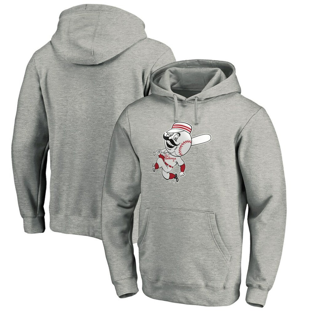 Cincinnati Reds Cooperstown Collection Huntington Logo Fitted Pullover Hoodie - Heather Gray - MLB Discount