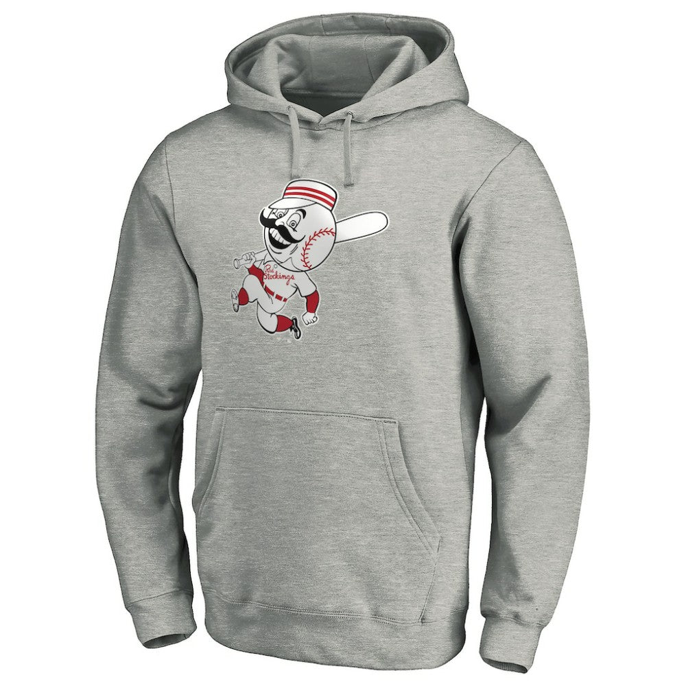Cincinnati Reds Cooperstown Collection Huntington Logo Fitted Pullover Hoodie - Heather Gray - MLB Discount