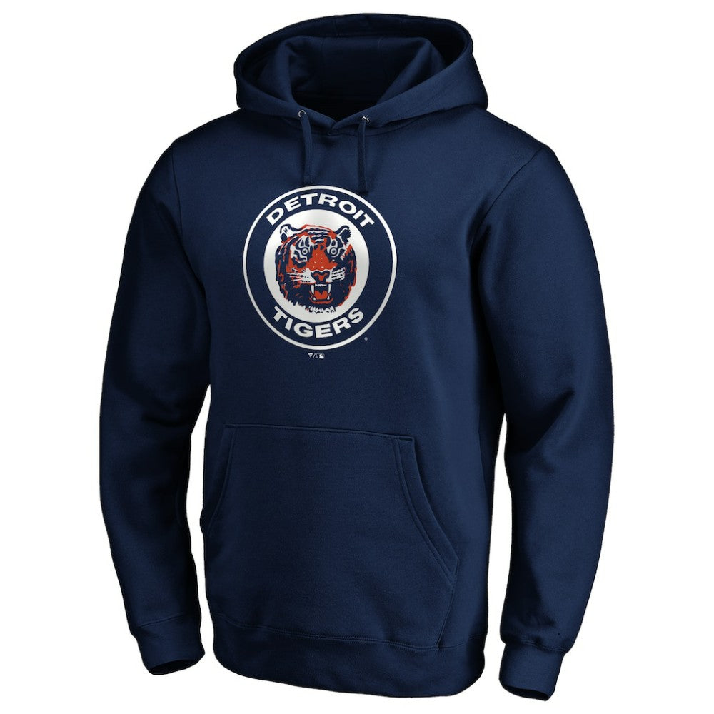 Detroit Tigers Cooperstown Collection Huntington Logo Fitted Pullover Hoodie - Navy - MLB Sale