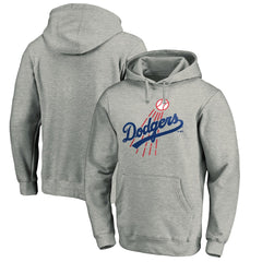 Los Angeles Dodgers Cooperstown Collection Huntington Logo Fitted Pullover Hoodie - Heather Gray - MLB Discount
