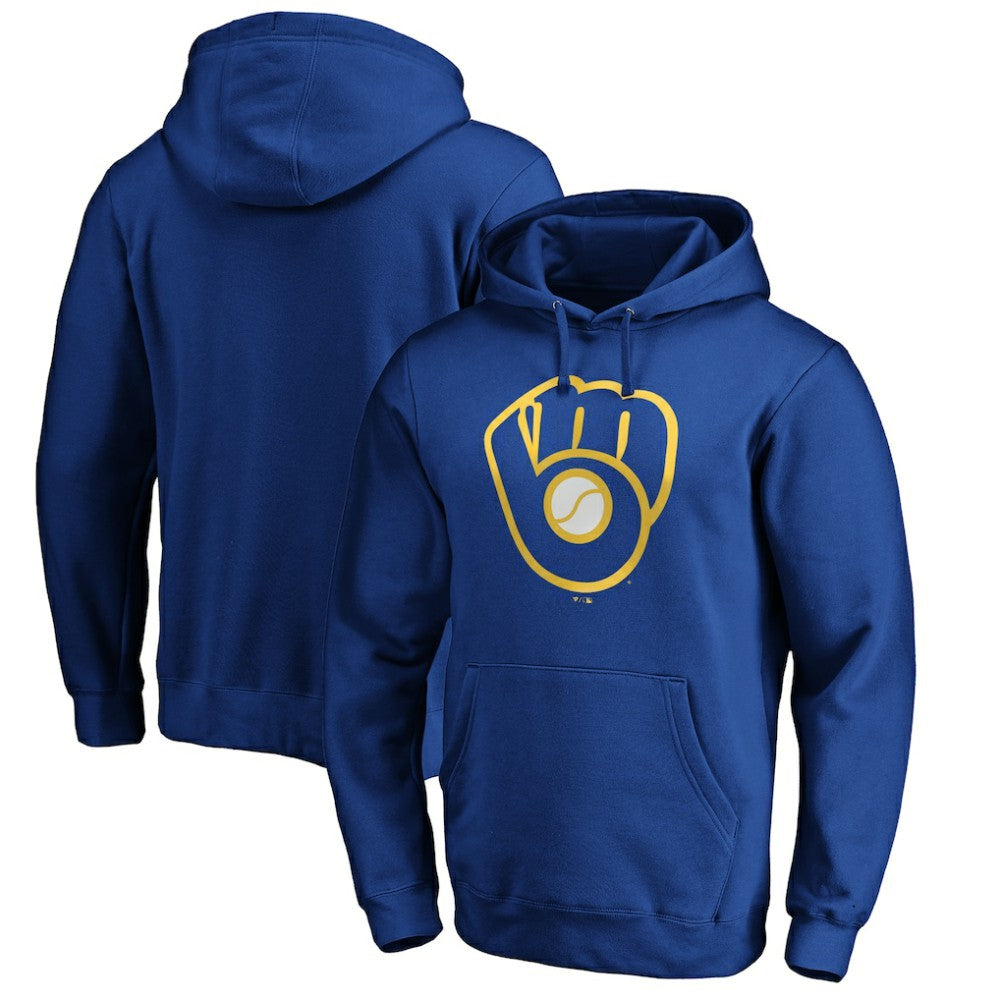 Milwaukee Brewers Cooperstown Collection Huntington Logo Fitted Pullover Hoodie - Royal - MLB on Sale