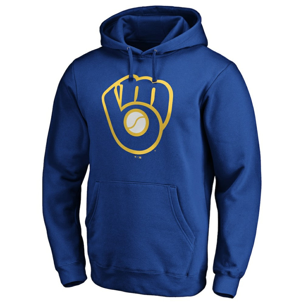 Milwaukee Brewers Cooperstown Collection Huntington Logo Fitted Pullover Hoodie - Royal - MLB on Sale